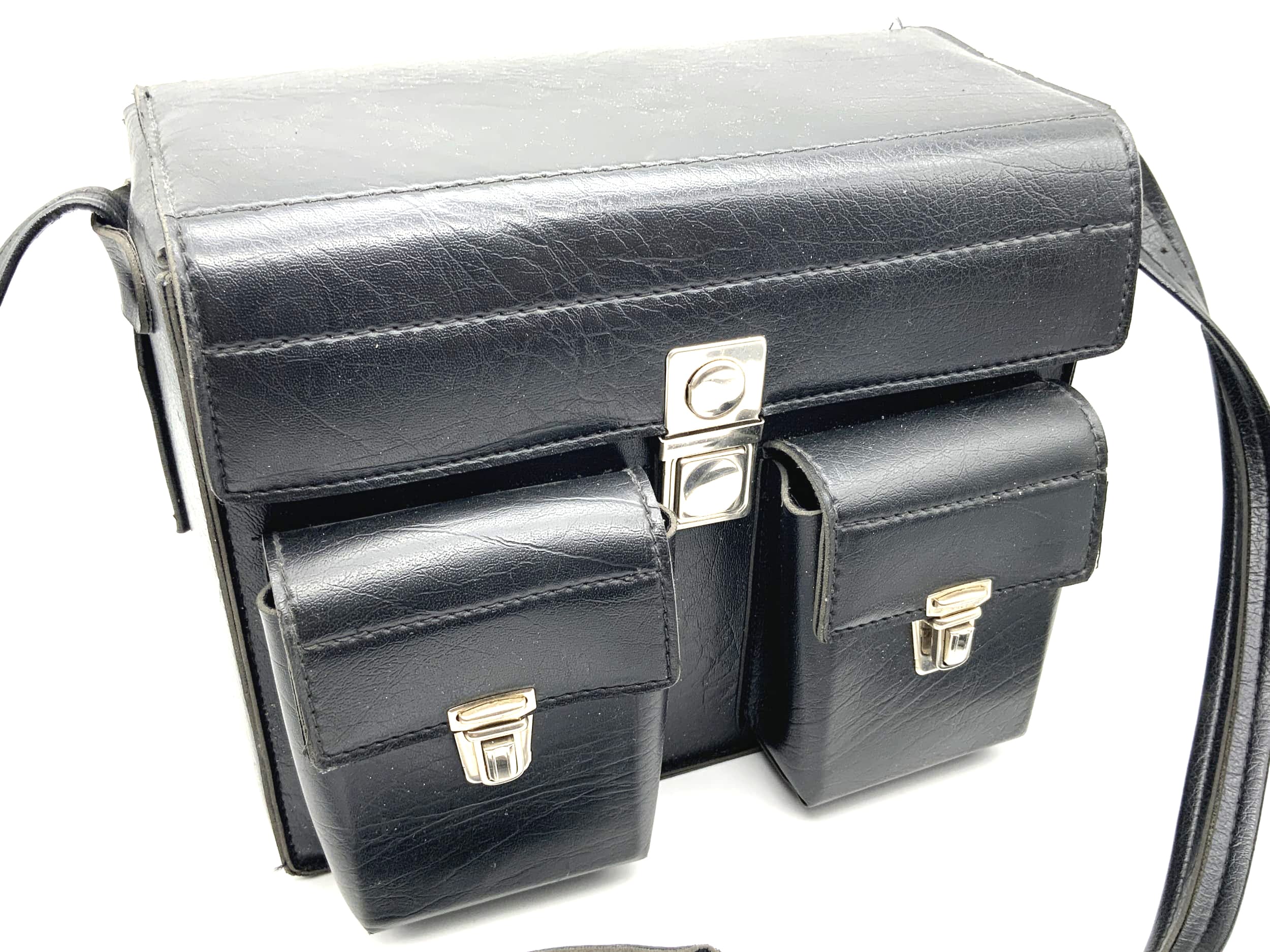 Kameratasche schwarz ca.28x22x13cm Leder Kamera Bag universell Umhängetasche