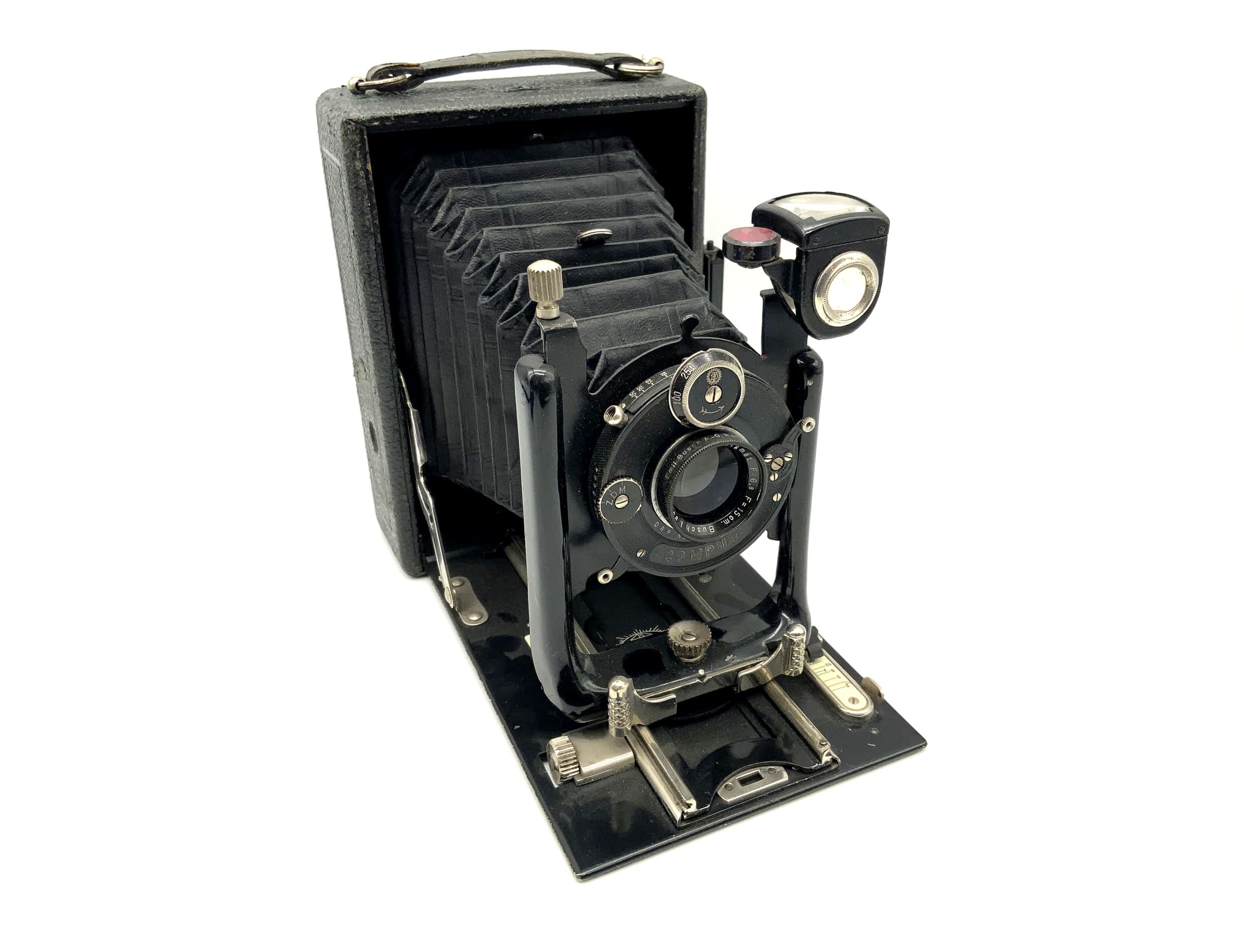 Emil Busch Plattenkamera mit Leukar Doppel Anastigmat F6.8 F=15cm Compur