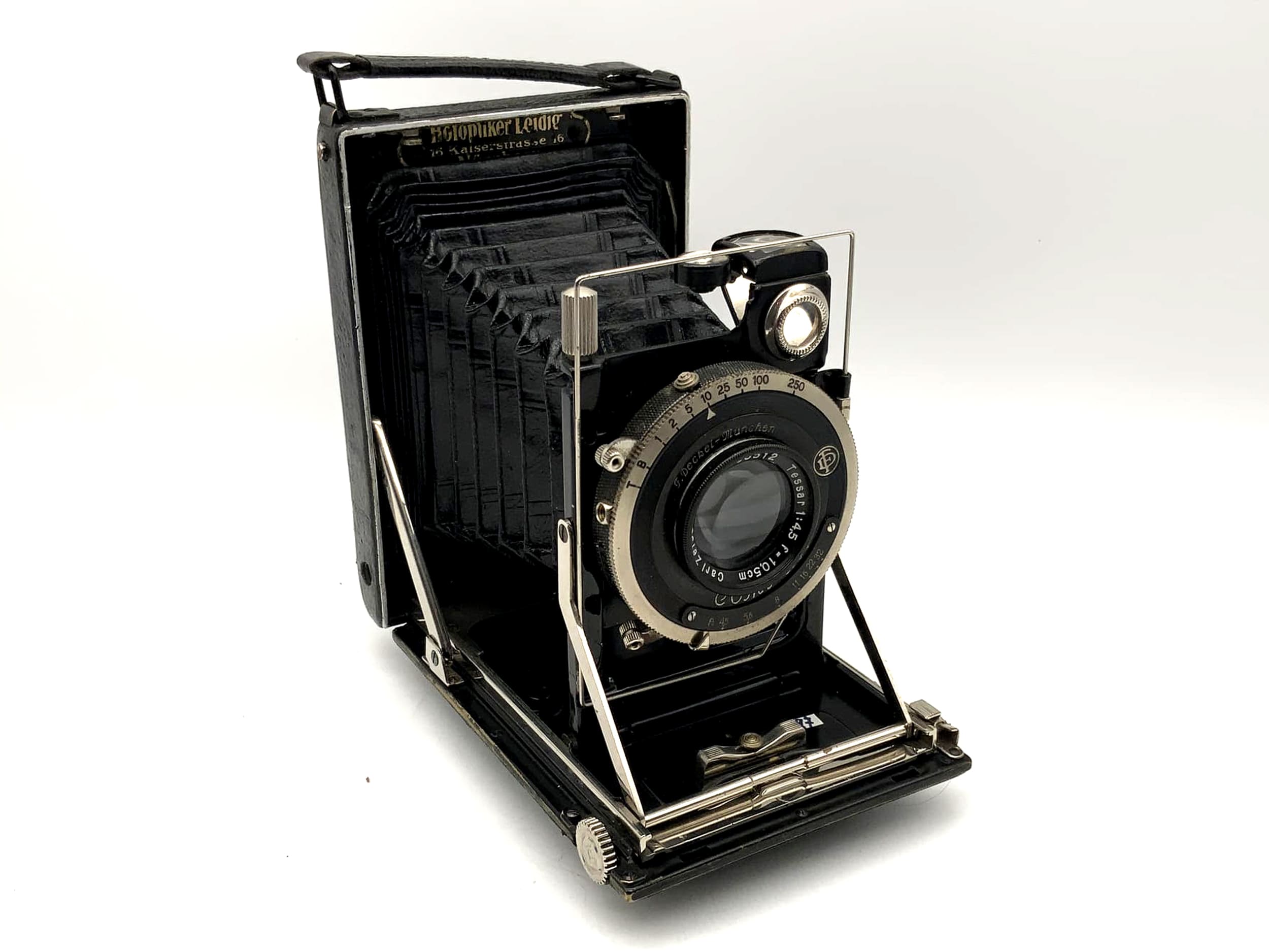 KW Patent Etui Plattenkamera mit Carl Zeiss Tessar 1:4.5 f=10,5cm Compur