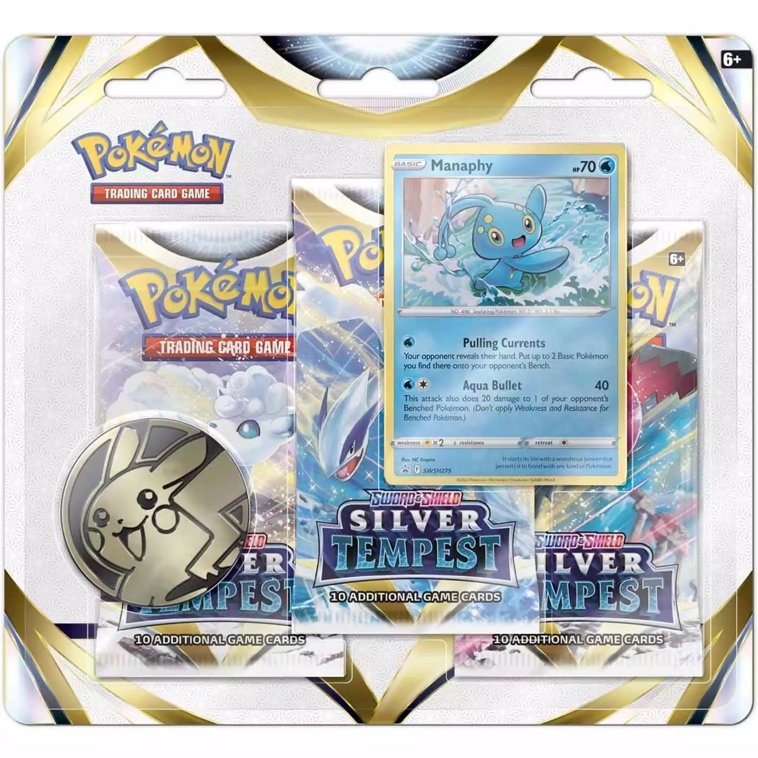 Pokémon Sword & Shield Silver Tempest 3 Pack Blister Manaphy (englisch)