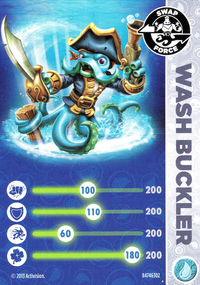 Skylanders Swap Force Wash Buckler Karte